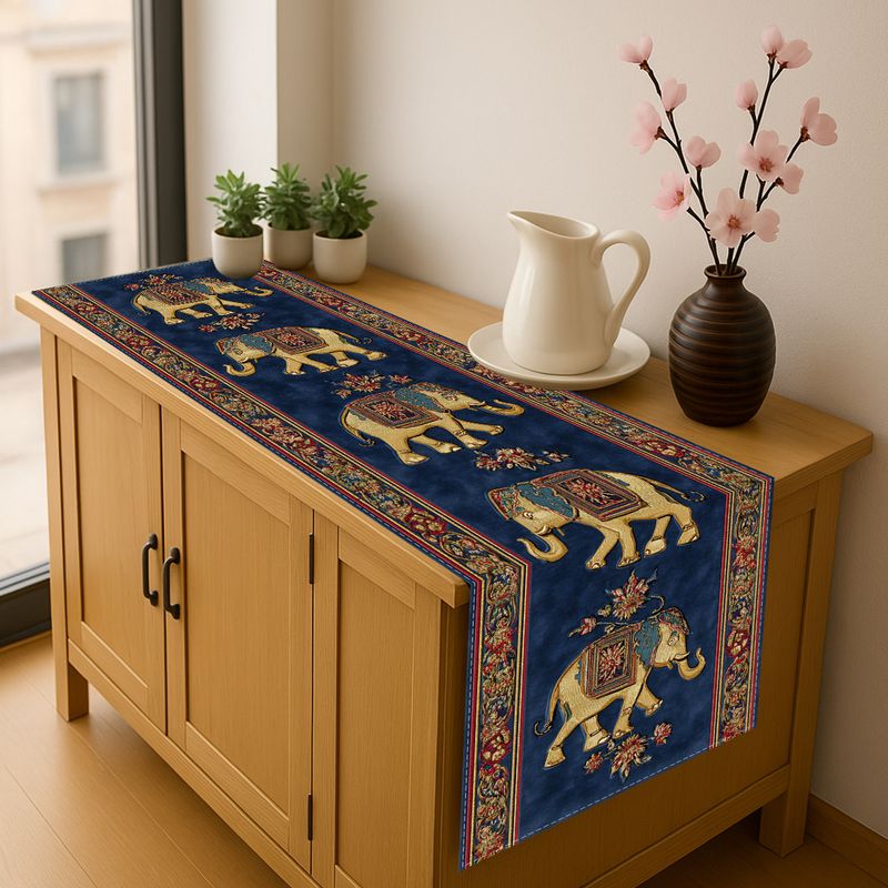 Christmas Lights Outdoor - VIKAMA Happy Diwali Table Runner Golden