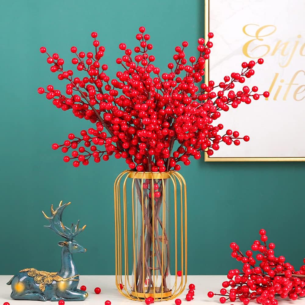 Artificial Vivid Red Berry Ste - Christmas Wreath Fake recension och pris