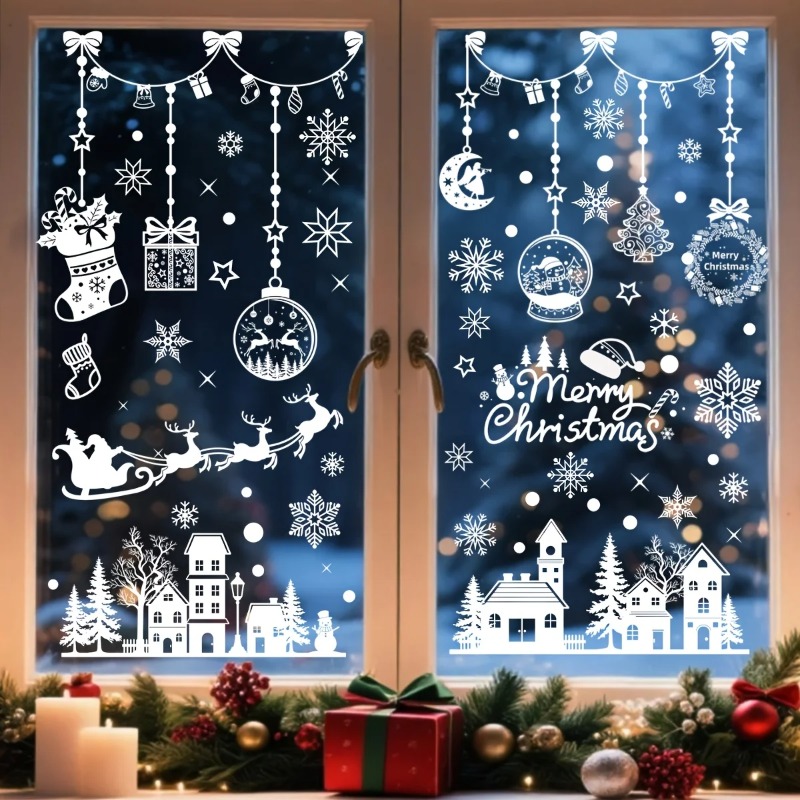 196pcs/9 Sheets Christmas Stat - Snowflake Window Decal recension och pris