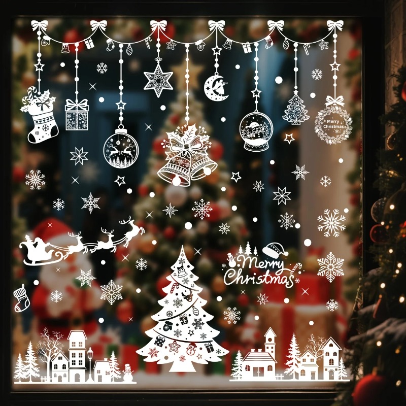 196pcs/9 Sheets Christmas Stat - Snowflake Window Decal recension och pris