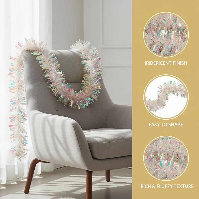 Light Green Iridescent Hologra - Tinsel Garland Decoration recension och pris
