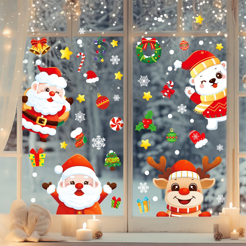 Cartoon Christmas Santa Claus  - Snowflake Window Decal recension och pris