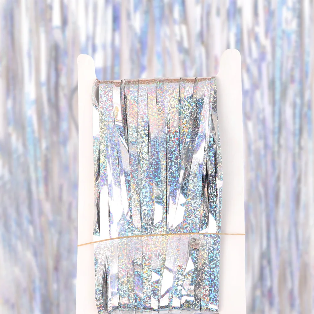 Blue 2M*1M Laser Tinsel Foil C - Tinsel Garland Decoration recension och pris
