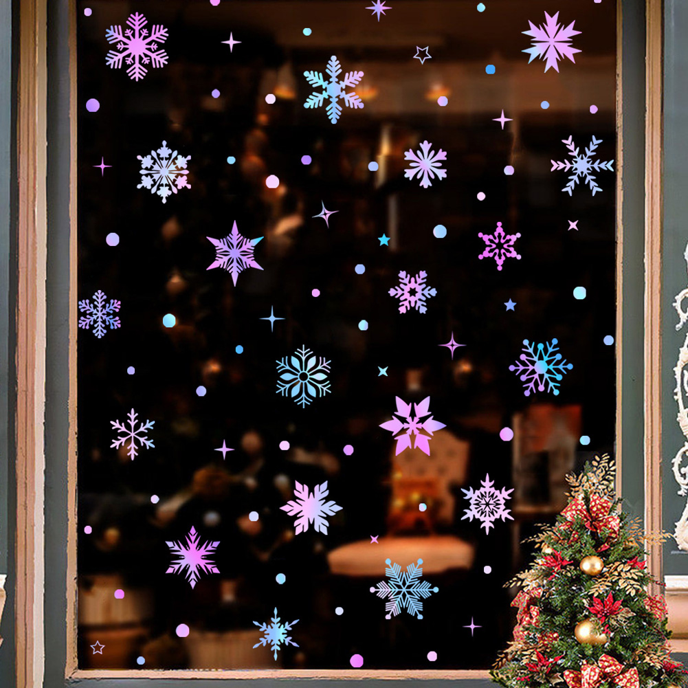 Colorful Luminous Snowflakes W - Snowflake Window Decal recension och pris
