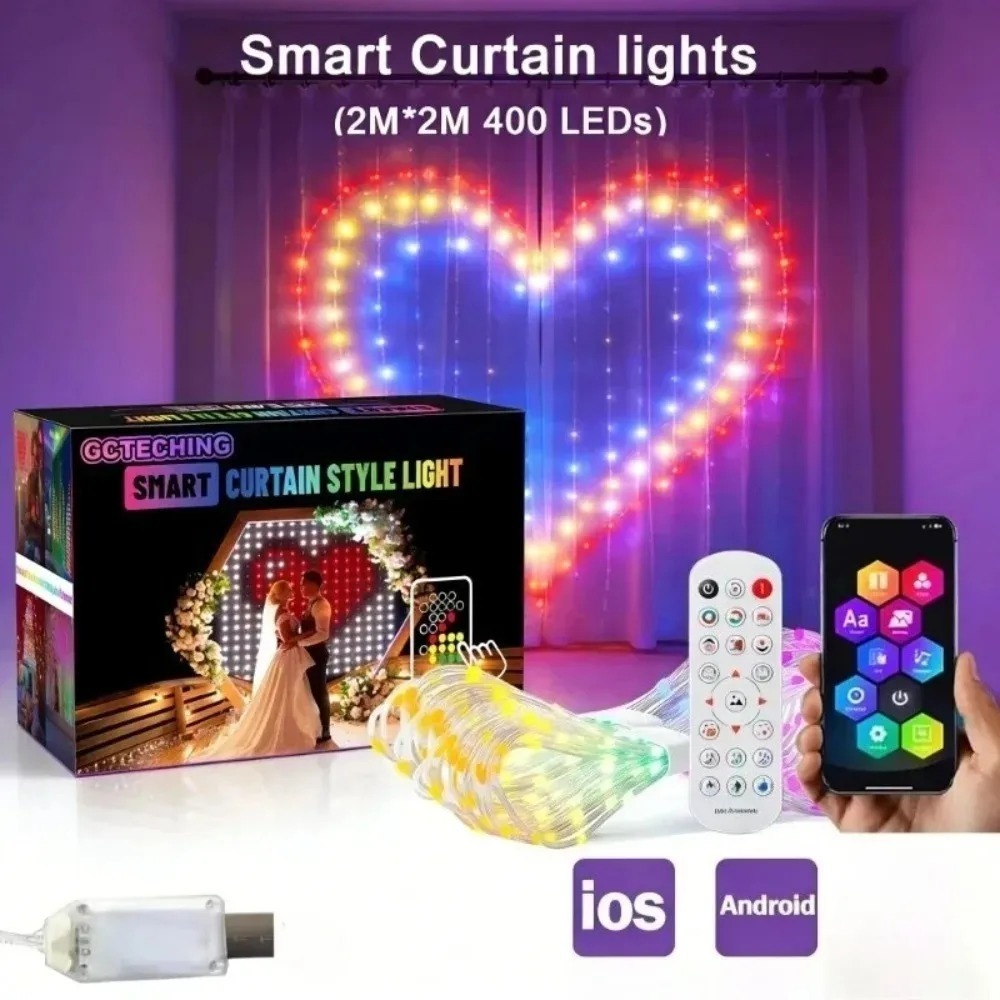Smart RGB LED Curtain Lights B - Led Fairy String Lights recension och pris