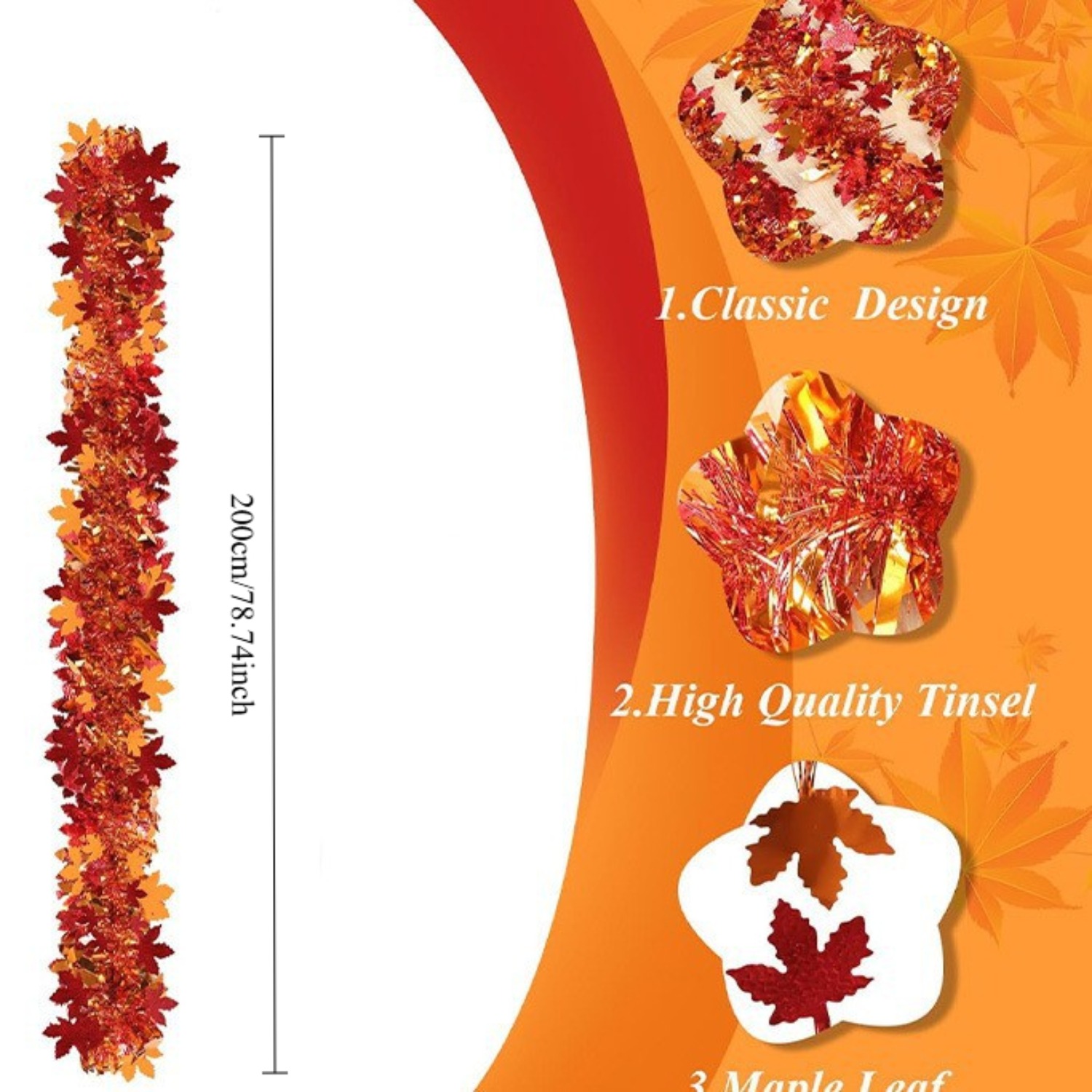 Thanksgiving Fall Tinsel Garla - Tinsel Garland Decoration recension och pris