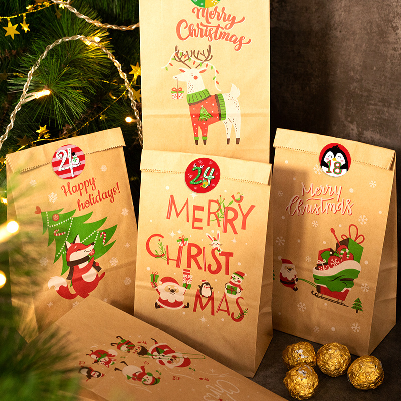 Christmas Gift Bags Kraft Pape - Advent Calendar Gift recension och pris