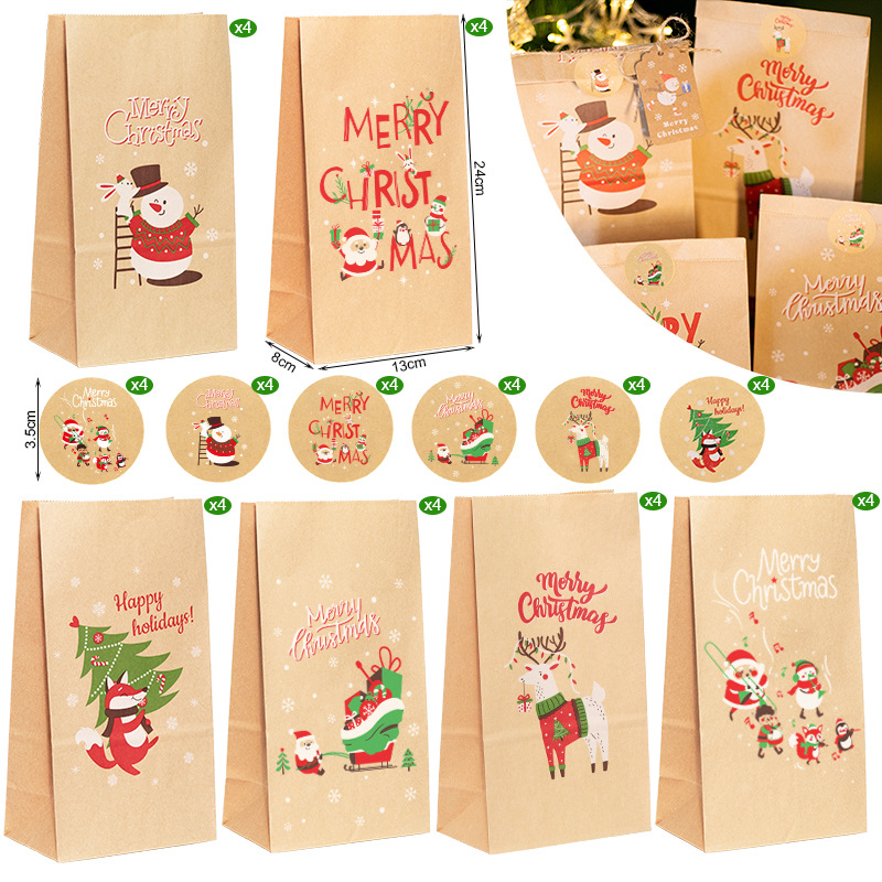Christmas Gift Bags Kraft Pape - Advent Calendar Gift recension och pris